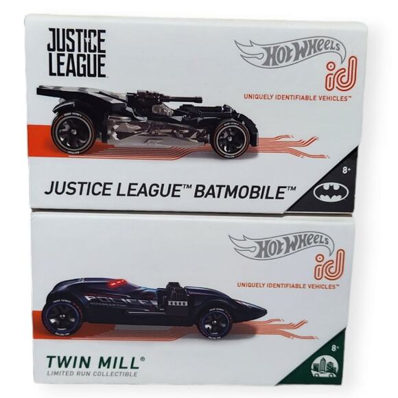 Hot Wheels ID Justice League Batmobile & Twin Mill (Mattel, 2018) New Sealed - Picture 1 of 9